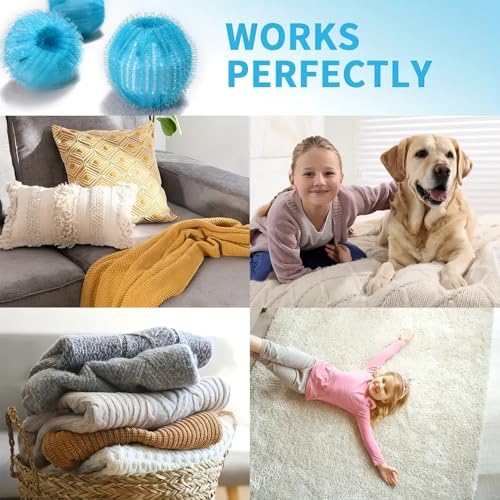 Pet Hair Remover for Laundry - 12PCS Reusable Dog & Cat Hair Catcher Balls for Washing Machine - Pet Fur Remover for Clothes, Bedding & Blankets - Safe on Fabric, Won’t Damage Laundry