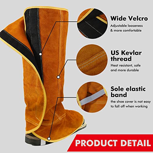 QeeLink Leather Welding Spats Extra Long Boot Covers