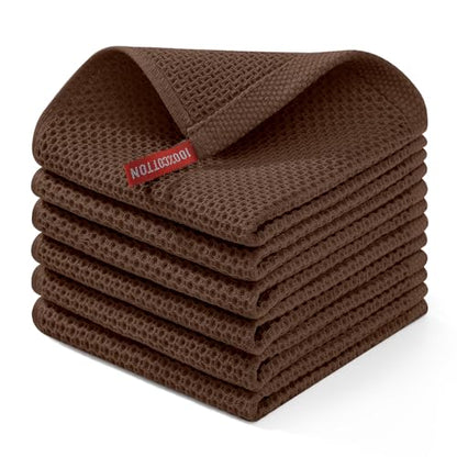 Homaxy 100% Cotton Waffle Weave Kitchen Dish Cloths 6-Pack, Coffee - color: Coffee, size: 12 X 12 - 6 Pack