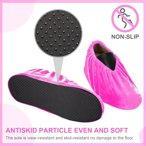 JaGely 11 Pair 11 Pair Reusable Cloth Shoe Covers for Indoors, Pink - color: Pink