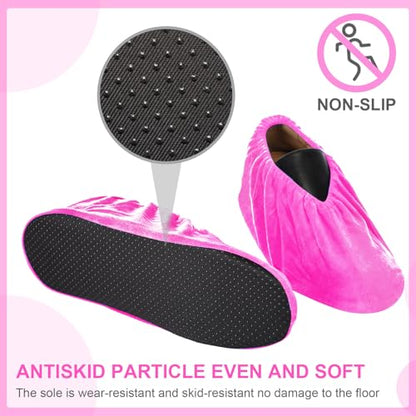 JaGely 11 Pair 11 Pair Reusable Cloth Shoe Covers for Indoors, Pink - color: Pink