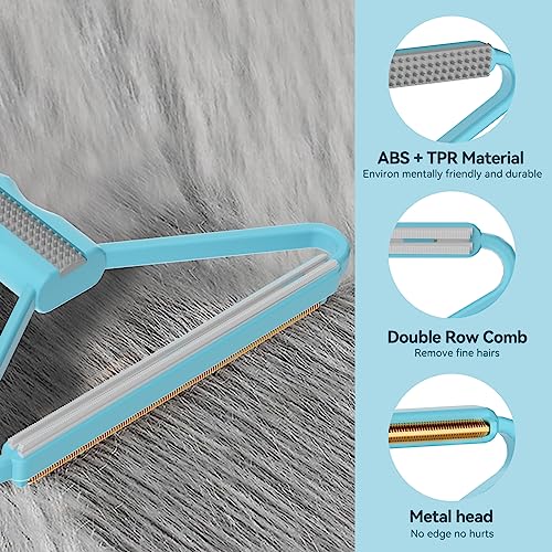Lint Remover, Pet Hair Remover, Carpet Rake for Dog Cat Fur Removal 1 PCS - color: Blue With Gray
