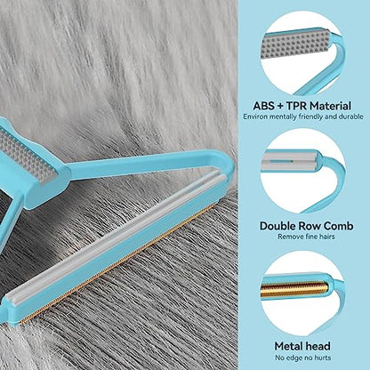 Pet Hair Remover, Dog Cat Carpet Rake, Lint Remover Shaver for Sofas 3-Pack - color: Sky Blue With Gray