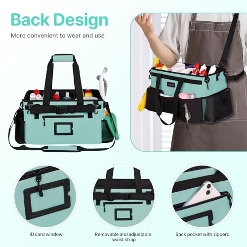 JKAOO Large Wearable Cleaning Caddy Bag with Handles, Blue Green - color: Blue-Green