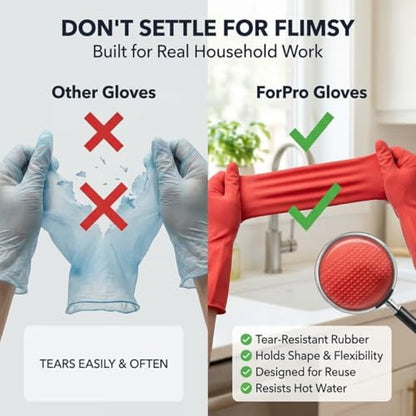 ForPro Premium Natural Rubber Gloves, 6-Pair, Small, Wild Cherry - color: Wild Cherry, size: Small