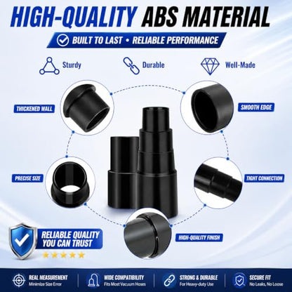Vacuum Hose Adapter 3Pcs (1-3/8" to 1-1/4" & 1-1/2") Vac Connectors