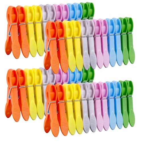 Senbowe 48 Pack Colorful Plastic Clothespins,Heavy Duty Clothes Pins Clips with Springs,Non-Slip Clips for Hanging Clothes,Towels,Crafts,Picture Clips Food Package Clips,Air-Drying Clothing Pin Set - color: Orange,yellow, White,pink,blue,green
