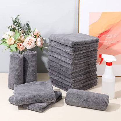 Shimeyao 30 Pcs 16 x 16 Inch Microfiber Car Towels, 500 GSM Edgeless Plush - color: Gray, size: 16 x 16 Inch
