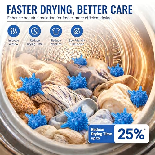 Qinyoung 12 Pcs Silicone Dryer Balls Reusable Laundry Agitator Balls for Washer or Dryer 2.36inch Reusable Wrinkle & Pet Hair Reducer for Washing Machine