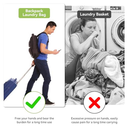 OTraki Large Laundry Backpack 100L Heavy Duty Travel Laundry Bags Hamper Bag with Adjustable Shoulder Straps Pocket Drawstring Closure Drying Do Not Exceed 176℉ - size: 16 x 32 Inch B