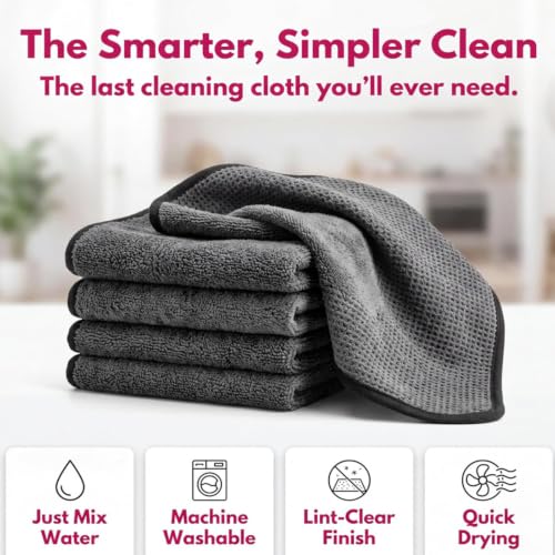 5PC Genie Cloth Magic Cleaning Cloths, Reusable Microfiber Cleaning Cloth