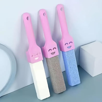 3Pcs Pumice Toilet Cleaning Brushes, Reusable Non-Electric Hard Water Stain Removers with Portable Plastic Handles for Bathroom & Pool