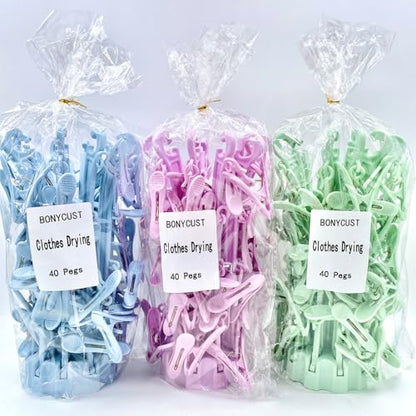 Clothes Sock Drying Hanger with 40 Clips,Foldable Hanging Rack - color: Blue40