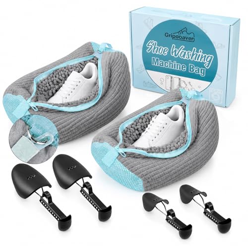 Shoe Washing Machine Bag with Adjustable Shoe Trees for Sneakers - color: Gray