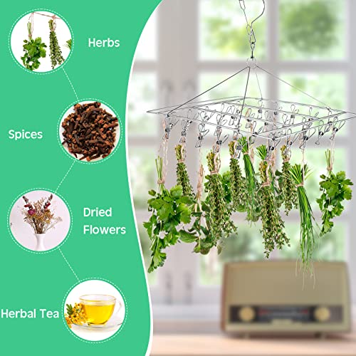 Bokon 4 Pcs Hanging Herb Drying Rack with Stainless Clips Hook, Square - style: Square