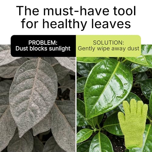 Microfiber Cleaning Gloves, Sturdy Knitted Dusting Gloves for Housekeeping, Soft Plant Leaf Cleaning Gloves for Indoor Plants & Home, Ideal for All Occasions (1Pair, Grass Green)