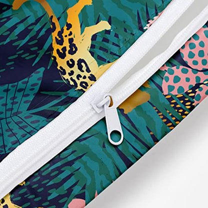 Wet Dry Bag, Wet Bag for Swimsuit, Travel, Beach, Pool, Diapers, Dirty Gym Clothes, Makeup Bag, Camping Accessories, Waterproof Reusable Jungle Tropical Leaves Cheetah Print - color: pink and green