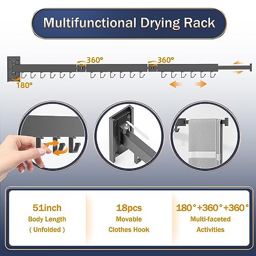 ZdwCyl Clothes Drying Rack,Laundry Drying Rack Wall Mount, Space Saver Clothes Rack,Retractable,Collapsible(Tri-Fold), for Balcony,Laundry,Bathroom, Dark Grey Color,3z-g02 - style: Gray-Basic