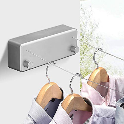 BESy Retractable Double Clothesline Laundry Indoor Washing Clothes Line - size: Double Rope, style: Silver