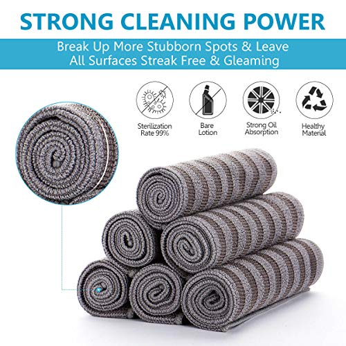 8 Pack Stainless Steel Cleaning Cloth, Double-Sided Microfiber Stainless Steel Cleaner for Kitchen Stovetop, Multi-Purpose Non-Scratch Cleaning Towel, Stripe Pattern, 12 x 12 Inches - color: Gray Stripe Pattern Stainless Cloth