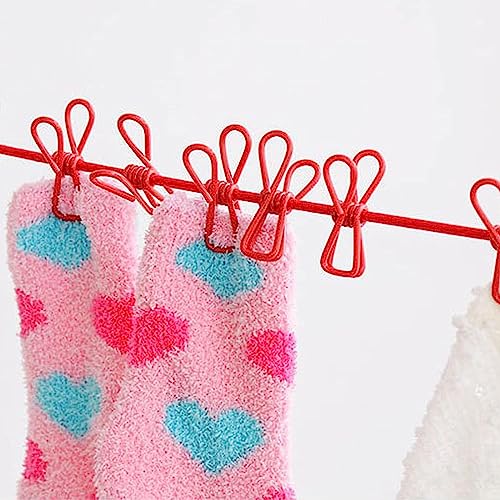 ALINNA Retractable Portable Clothesline, Travel Clothesline with 12 Clothespins for Indoor Laundry Drying, Outdoor Camping Accessories (Red) - style: Red