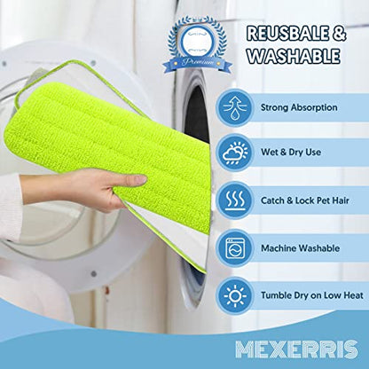 Washable Microfiber Mop Pads for Swiffer PowerMop: Wet Mop Refills 7 Pack - color: Green