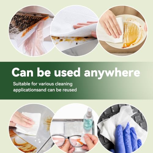 Disposable Cleaning washcloths, 100 Pack 2-Ply Reusable Paper Towels, Square Cleaning Cloths, Disposable Wash Cloths for Kitchen Grease, Spills and Everyday Messes