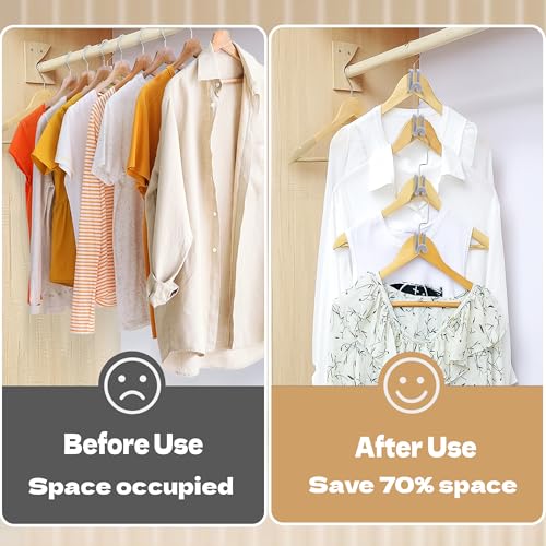 Mlici 60 Pcs Space Saving Hanger Connector Hooks for Closet Organizer, Gray - color: Gray