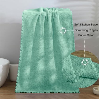 kimteny 6 Pack Microfiber Kitchen Dish Towels for Washing Dishes, Green - color: Green, size: 13x28 - 6 Pack
