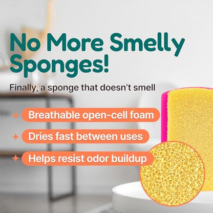 3-in-1 Silicone Scrubber Sponge with Squeegee – Non-Scratch Kitchen Sponge for Dishes, Sink & Bathroom, Quick-Dry, Reusable Cleaning Tool (Teal +Yellow) - color: Teal +Yellow