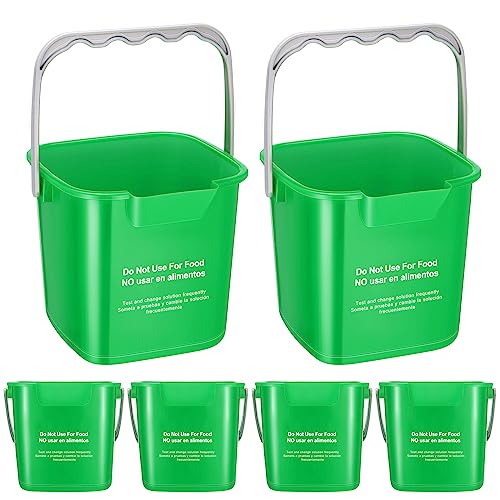 Roshtia 6 Pcs 6 Quart Cleaning Sanitizer Buckets Square Pails, Green - color: Green