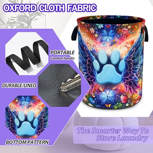 Cat Dog Paw Prints Laundry Basket Foldable Oxford Cloth 18.9 x 16.5 Inch - color: Pet Paw Prints