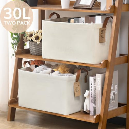 CHICVITA 30L Large Fabric Closet Bins for Shelves, 2Pack, Beige - color: Beige, size: 16 ¾" L x 11" W x 9 ¾" H