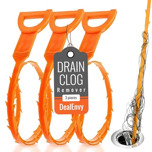 3 Pack 19.7in Drain Snake Hair Clog Remover for Sink, Shower, Tub & Toilet