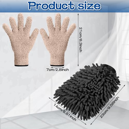 Potchen 6 Pcs Microfiber Dusting Mitt Glove for Plant - color: Blue,khaki,grey