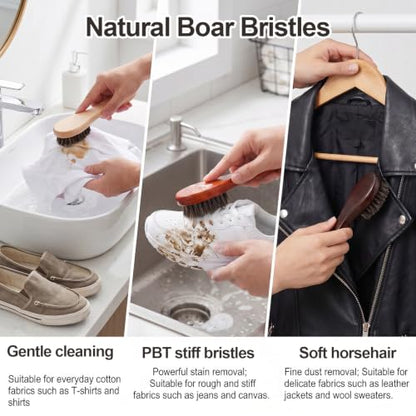 3 Pcs Wooden Laundry Stain Brush, Soft Bristle Brush Stain Remover Dauber Brushes with Round Head, Stain Tool Remover for Delicate Fabric, Cotton, Linens