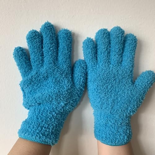 2pcs Microfiber Dusting Gloves, Reusable Coral Fleece Housework Absorbent Gloves, Suitable for Boats, RVs, Swimming Pools, Cars, Home Cleaning, Blinds and Furniture, Blue
