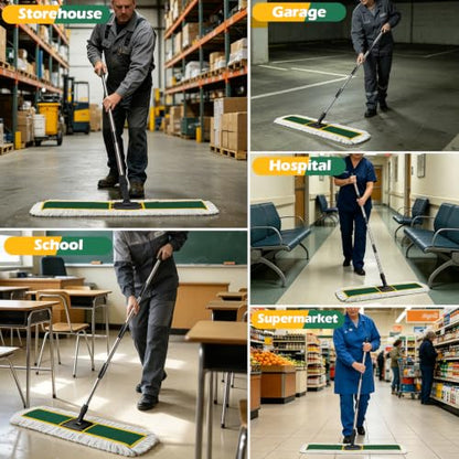 40" Commercial Dust Mop for Floor Cleaning, Heavy Duty Industrial Mop - color: Green(40"*8.3")