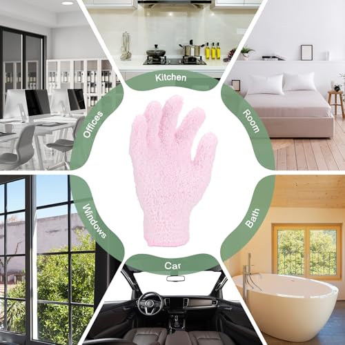 M METERXITY Dusting Gloves, Reusable Washable Mittens for Plants/House/Cars/Blinds Dusting, Leaf Cleaning Glove Mittens - color: Pink, size: 7 x 9.5 cm