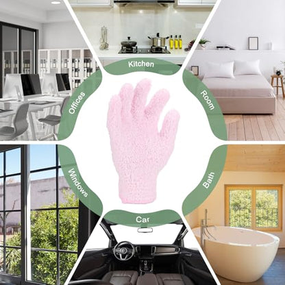M METERXITY Dusting Gloves, Reusable Washable Mittens for Plants/House/Cars/Blinds Dusting, Leaf Cleaning Glove Mittens - color: Pink, size: 7 x 9.5 cm