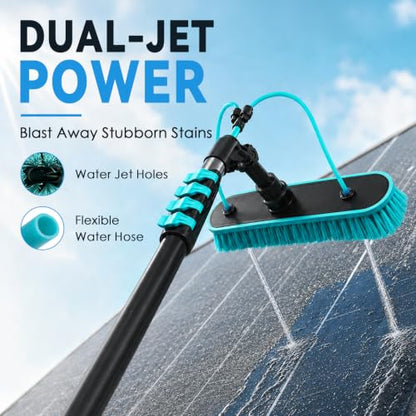 Adjustable 24FT Water Fed Pole Cleaning Kit with 4 Brush Heads
