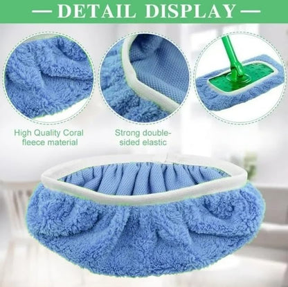 Microfiber Mop Pads - 8 Pack Reusable Washable Refills for Wet & Dry Floor Cleaning - Fits Most Standard Mops - Light Blue Household Cleaning Pads - color: Light Blue
