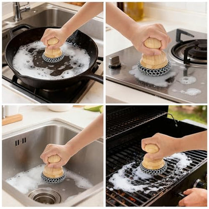 Scrubber for Cast Iron Pan, Pot Cleaner with 2 Scrapers,Chain Mail Cleaning Brush for Dishes, Pots, Pans, Griddles, Grills(Large Chain Mail) - size: Large Chain Mail