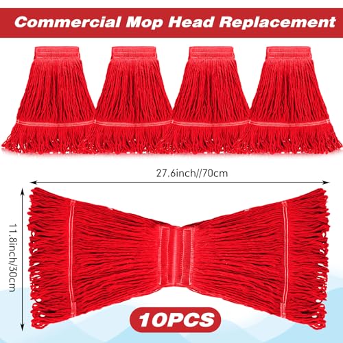 Nuogo 10 Pcs Commercial Mop Head Replacement, 27.6 Inch, Red - color: Red