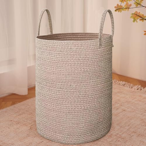 JMvicyroam 80L Cotton Rope Laundry Basket Hamper, Oatmeal - color: Oatmeal, size: 80L