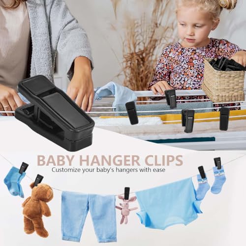 KISEER 80 Pcs Plastic Baby Hanger Clips Slim-line Finger Clips Set for Clothes Hanger Velvet Hanger (Black) - color: Black, size: 80 Pcs