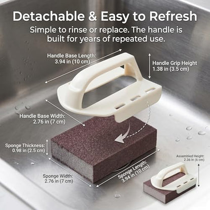 Magic Emery Cleaning Sponge,Heavy Duty Nano Sponge Eraser, Magic Carbide Cleaning Sponge for Rust & Grease Remover, Steeli Sponge Alternative, Magic Eraser Sponge for Pans(8 Sponge with Handle) - size: 8 Sponge With Handle