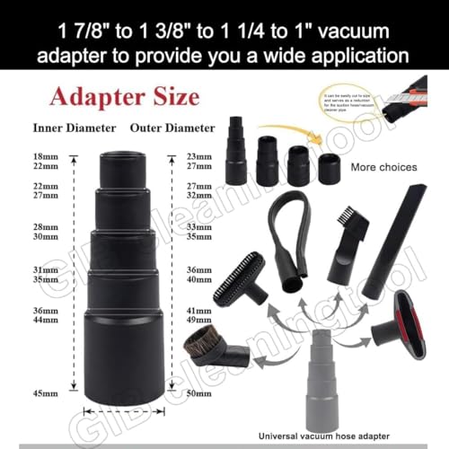 GIB 9Pcs Universal Vacuum Attachments for Shop Vac Accessories w/Adapters - size: 9 PCS