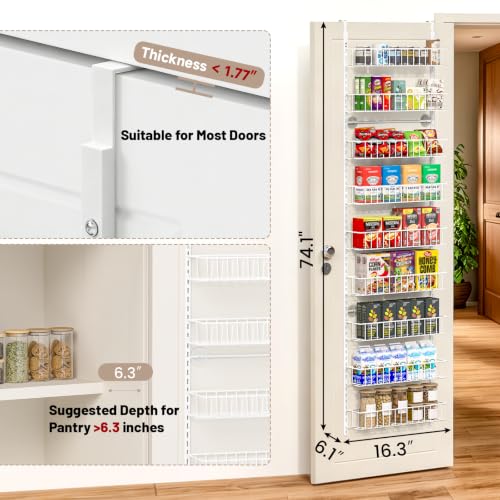 ElegantArray 9-Tier Pantry Door Organizer, White - color: White, size: 9-Tier