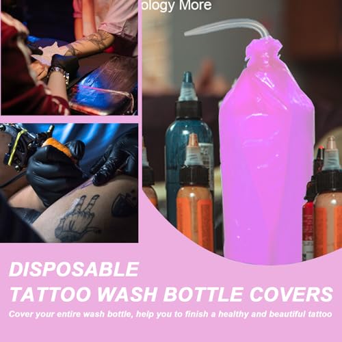 250pcs Tattoo Wash Bottle Bags Pink Bottle Bags for Tattoos - color: Pink